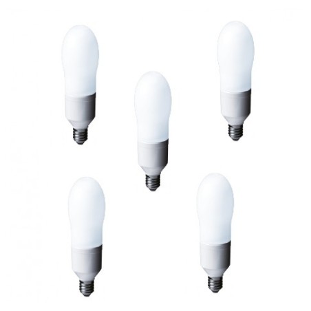SET 5 becuri fluorescent Panasonic, soclu E27, putere 24W, forma oval, lumina alb rece, alimentare 220 - 240 V, "EFA24E672V-5" (