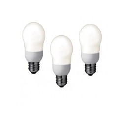 SET 3 becuri fluorescent Panasonic, soclu E27, putere 8W, forma oval, lumina alb calda, alimentare 220 - 240 V, "EFA8E27HD-3" (t