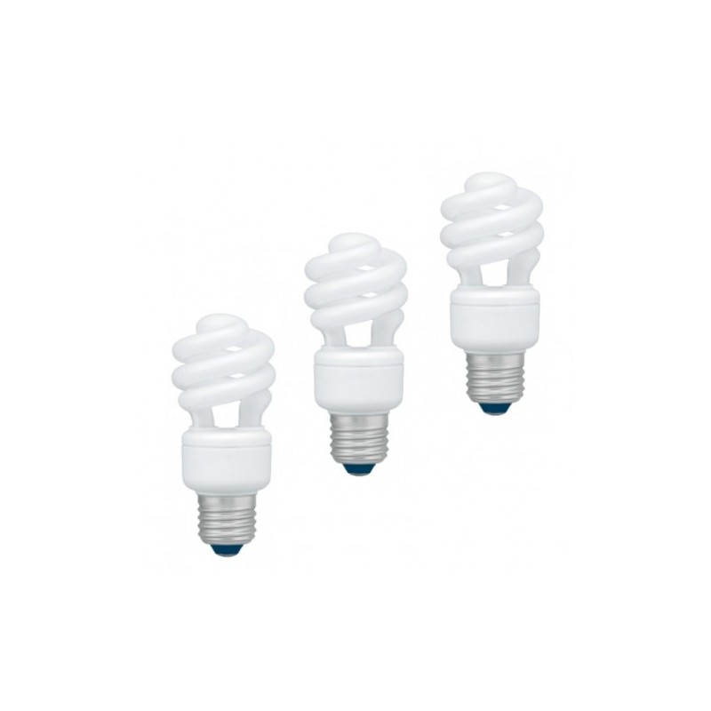 SET 3 becuri fluorescent Panasonic, soclu E27, putere 11W, forma spirala, lumina alb calda, alimentare 220 - 240 V, "EFD11E27HD3