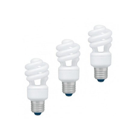 SET 3 becuri fluorescent Panasonic, soclu E27, putere 11W, forma spirala, lumina alb calda, alimentare 220 - 240 V, "EFD11E27HD3