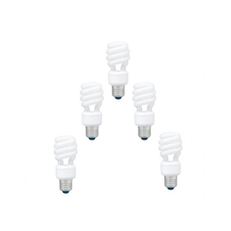 SET 5 becuri fluorescent Panasonic, soclu E27, putere 11W, forma spirala, lumina alb calda, alimentare 220 - 240 V, "EFD11E27HD3