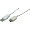 CABLU USB LOGILINK prelungitor, USB 2.0 (T) la USB 2.0 (M), 2m, gri, "CU0010" (timbru verde 0.18 lei)