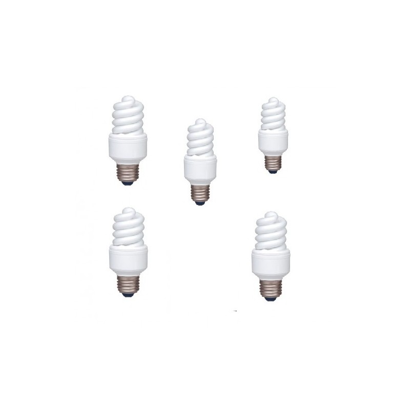 SET 5 becuri fluorescent Panasonic, soclu E27, putere 13W, forma spirala, lumina alb rece, alimentare 220 - 240 V, "EFD13E672V-5