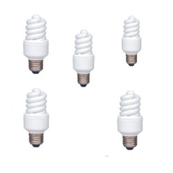 SET 5 becuri fluorescent Panasonic, soclu E27, putere 13W, forma spirala, lumina alb rece, alimentare 220 - 240 V, "EFD13E672V-5