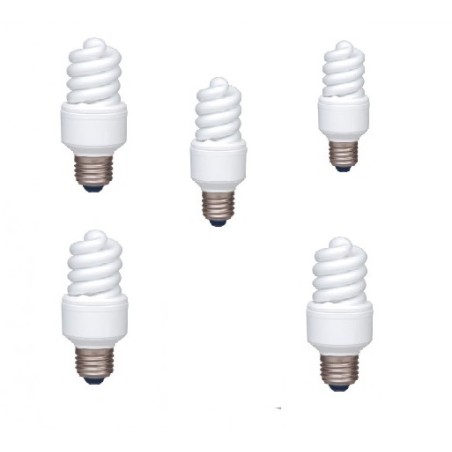 SET 5 becuri fluorescent Panasonic, soclu E27, putere 13W, forma spirala, lumina alb rece, alimentare 220 - 240 V, "EFD13E672V-5