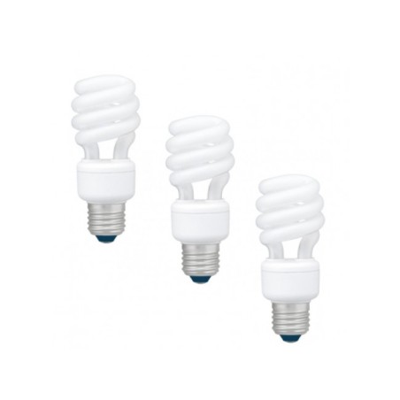 SET 3 becuri fluorescent Panasonic, soclu E27, putere 14W, forma spirala, lumina alb calda, alimentare 220 - 240 V, "EFD14E27HD3