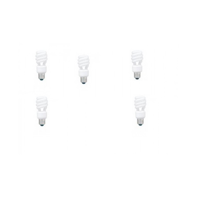 SET 5 becuri fluorescent Panasonic, soclu E27, putere 14W, forma spirala, lumina alb calda, alimentare 220 - 240 V, "EFD14E27HD3