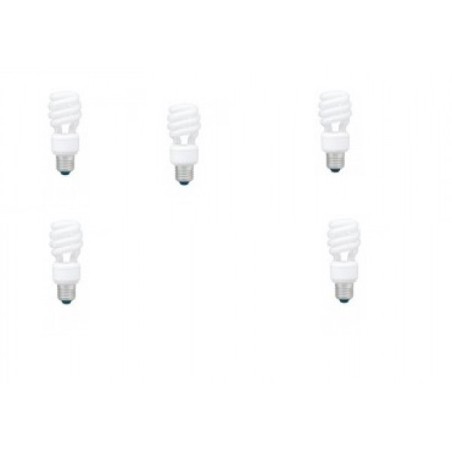 SET 5 becuri fluorescent Panasonic, soclu E27, putere 14W, forma spirala, lumina alb calda, alimentare 220 - 240 V, "EFD14E27HD3