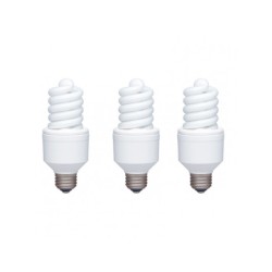 SET 3 becuri fluorescent Panasonic, soclu E27, putere 18W, forma spirala, lumina alb calda, alimentare 220 - 240 V, "EFD18E27HD-