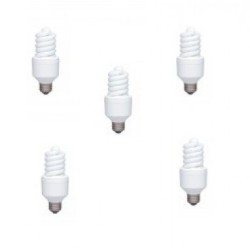 SET 5 becuri fluorescent Panasonic, soclu E27, putere 18W, forma spirala, lumina alb calda, alimentare 220 - 240 V, "EFD18E27HD-