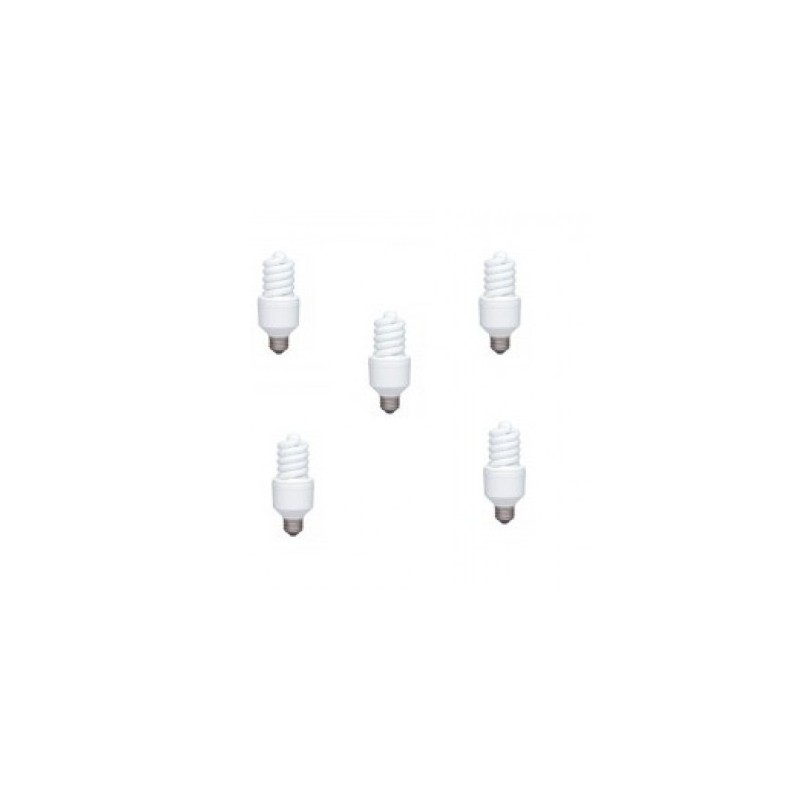SET 5 becuri fluorescent Panasonic, soclu E27, putere 18W, forma spirala, lumina alb calda, alimentare 220 - 240 V, "EFD18E27HD-