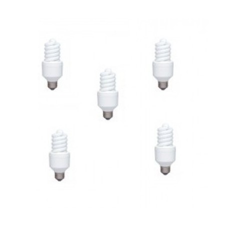 SET 5 becuri fluorescent Panasonic, soclu E27, putere 18W, forma spirala, lumina alb calda, alimentare 220 - 240 V, "EFD18E27HD-