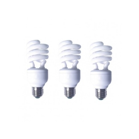 SET 3 becuri fluorescent Panasonic, soclu E27, putere 19W, forma spirala, lumina alb calda, alimentare 220 - 240 V, "EFD19E27HD3