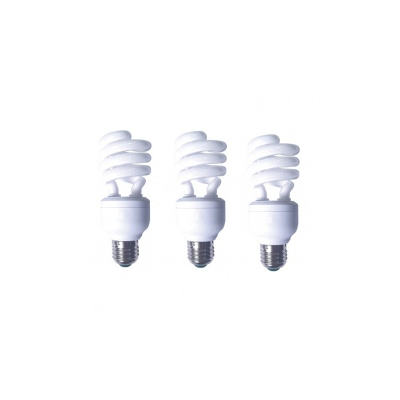 SET 3 becuri fluorescent Panasonic, soclu E27, putere 19W, forma spirala, lumina alb rece, alimentare 220 - 240 V, "EFD19E65HD3E