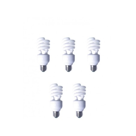 SET 5 becuri fluorescent Panasonic, soclu E27, putere 19W, forma spirala, lumina alb rece, alimentare 220 - 240 V, "EFD19E65HD3E