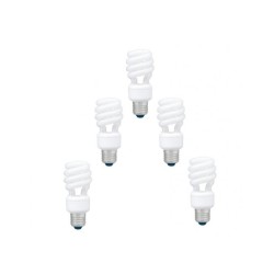SET 5 becuri fluorescent Panasonic, soclu E27, putere 22W, forma spirala, lumina alb calda, alimentare 220 - 240 V, "EFD22E27HD3