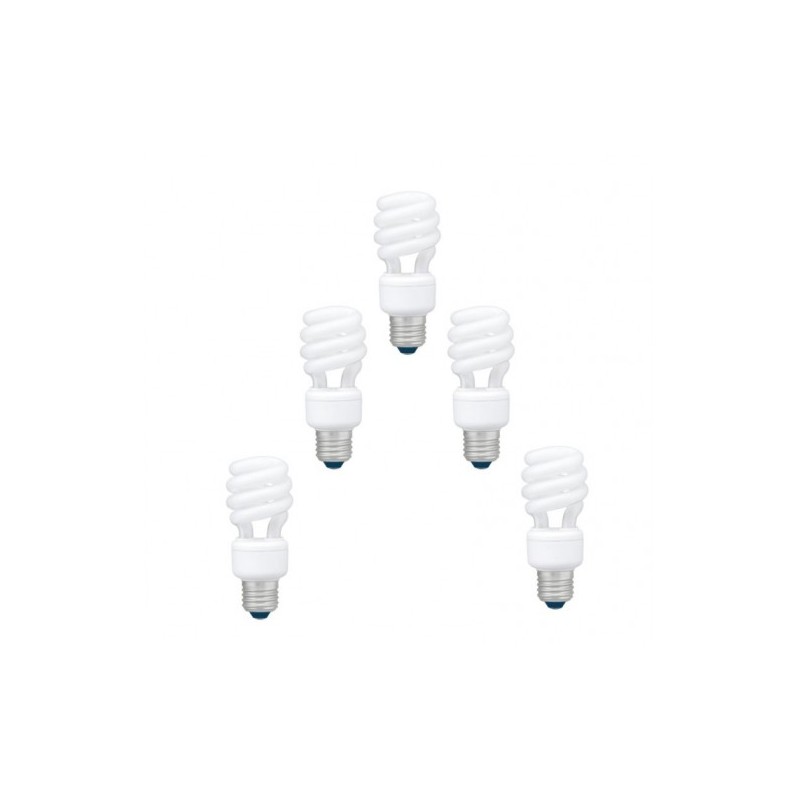 SET 5 becuri fluorescent Panasonic, soclu E27, putere 22W, forma spirala, lumina alb calda, alimentare 220 - 240 V, "EFD22E27HD3
