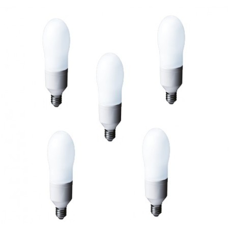 SET 5 becuri fluorescent Panasonic, soclu E27, putere 24W, forma spirala, lumina alb calda, alimentare 220 - 240 V, "EFD24E282V-