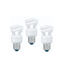 SET 3 becuri fluorescent Panasonic, soclu E27, putere 5W, forma spirala, lumina alb calda, alimentare 220 - 240 V, "EFD5E27HD3E-