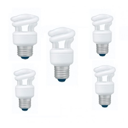 SET 3 becuri fluorescent Panasonic, soclu E27, putere 5W, forma spirala, lumina alb calda, alimentare 220 - 240 V, "EFD5E27HD3E-