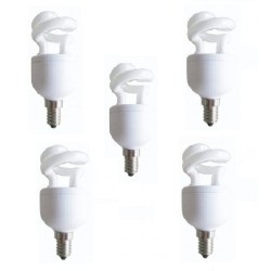 SET 5 becuri fluorescent Panasonic, soclu E27, putere 5W, forma spirala, lumina alb calda, alimentare 220 - 240 V, "EFD5E27HDE14