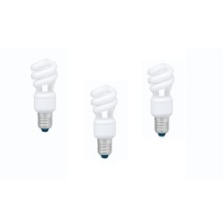 SET 3 becuri fluorescent Panasonic, soclu E27, putere 8W, forma spirala, lumina alb calda, alimentare 220 - 240 V, "EFD8E27HD3E-