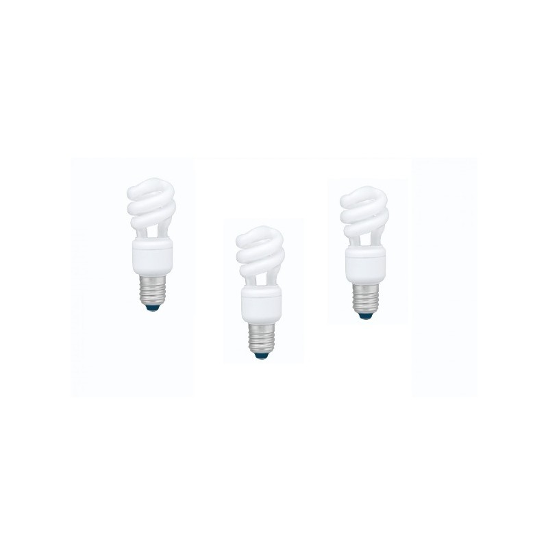 SET 3 becuri fluorescent Panasonic, soclu E27, putere 8W, forma spirala, lumina alb calda, alimentare 220 - 240 V, "EFD8E27HD3E-