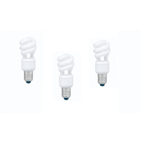 SET 3 becuri fluorescent Panasonic, soclu E27, putere 8W, forma spirala, lumina alb calda, alimentare 220 - 240 V, "EFD8E27HD3E-