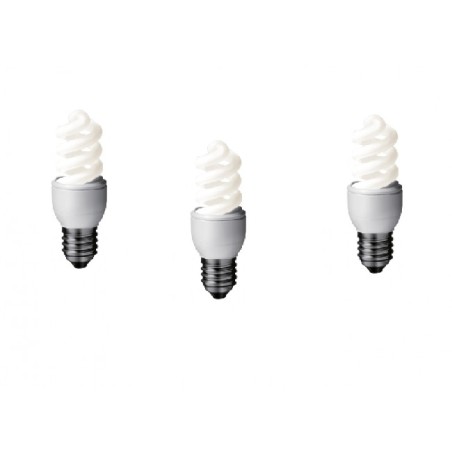 SET 3 becuri fluorescent Panasonic, soclu E27, putere 8W, forma spirala, lumina alb rece, alimentare 220 - 240 V, "EFD8E65HD-3" 