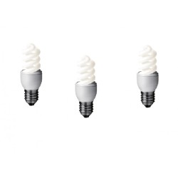 SET 3 becuri fluorescent Panasonic, soclu E27, putere 8W, forma spirala, lumina alb rece, alimentare 220 - 240 V, "EFD8E65HD-3" 
