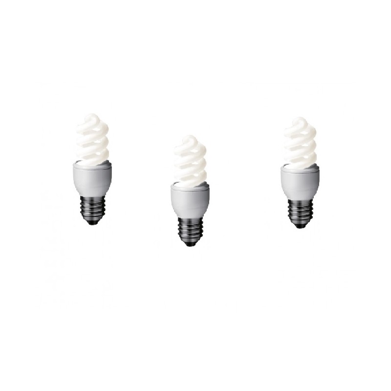 SET 3 becuri fluorescent Panasonic, soclu E27, putere 8W, forma spirala, lumina alb rece, alimentare 220 - 240 V, "EFD8E65HD-3" 