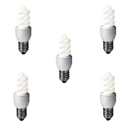 SET 3 becuri fluorescent Panasonic, soclu E27, putere 8W, forma spirala, lumina alb rece, alimentare 220 - 240 V, "EFD8E65HD-5" 