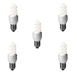 SET 3 becuri fluorescent Panasonic, soclu E27, putere 8W, forma spirala, lumina alb rece, alimentare 220 - 240 V, "EFD8E65HD-5" 