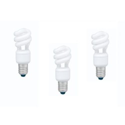 SET 3 becuri fluorescent Panasonic, soclu E27, putere 8W, forma spirala, lumina alb rece, alimentare 220 - 240 V, "EFD8E65HD3E-3