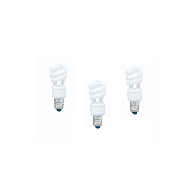 SET 3 becuri fluorescent Panasonic, soclu E27, putere 8W, forma spirala, lumina alb rece, alimentare 220 - 240 V, "EFD8E65HD3E-3
