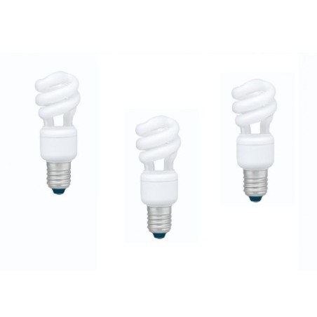 SET 3 becuri fluorescent Panasonic, soclu E27, putere 8W, forma spirala, lumina alb rece, alimentare 220 - 240 V, "EFD8E65HD3E-3
