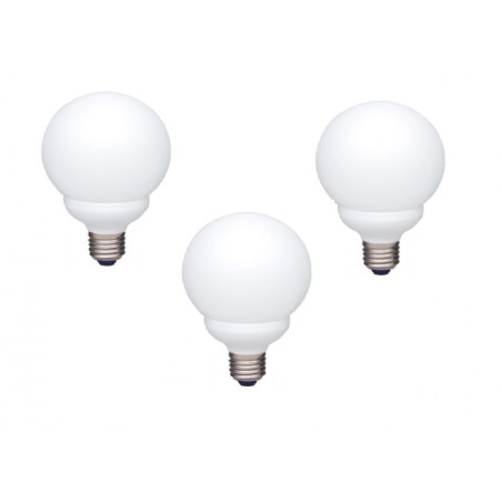 SET 3 becuri fluorescent Panasonic, soclu E27, putere 13W, forma sferic, lumina alb calda, alimentare 220 - 240 V, "EFG13E282V-3