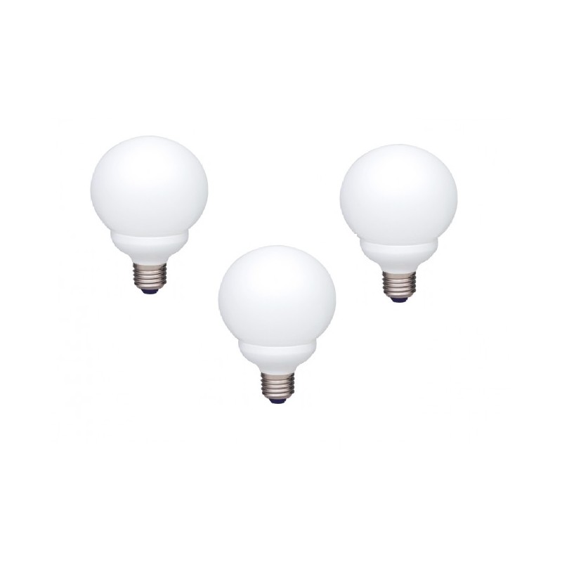 SET 3 becuri fluorescent Panasonic, soclu E27, putere 13W, forma sferic, lumina alb calda, alimentare 220 - 240 V, "EFG13E282V-3
