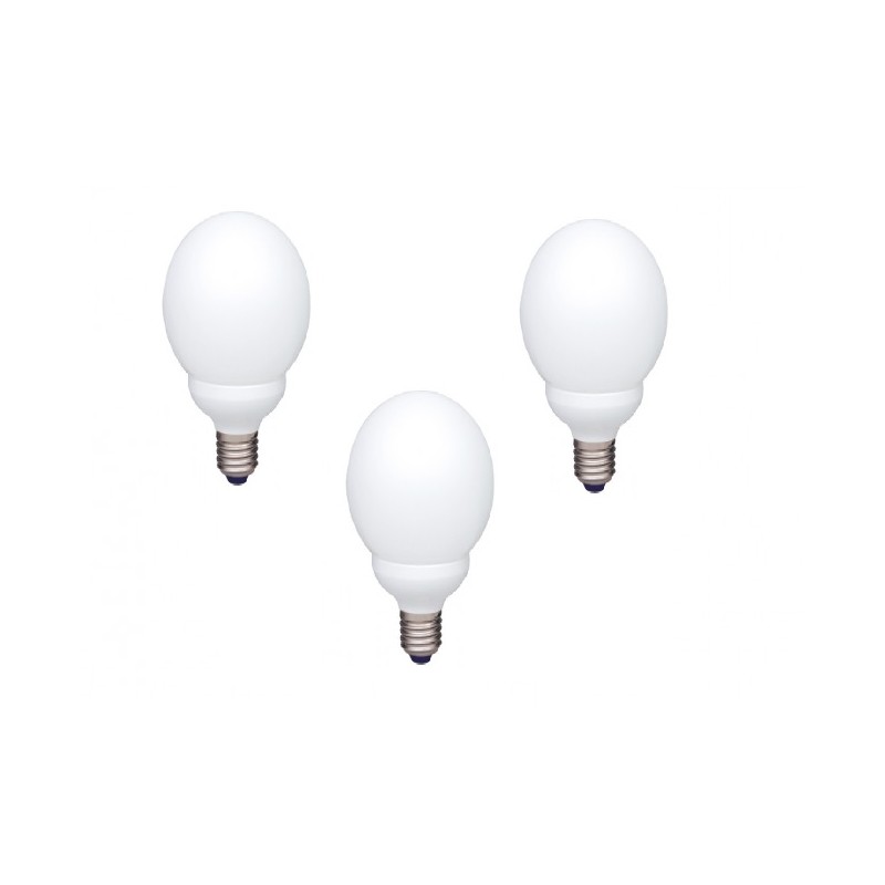 SET 3 becuri fluorescent Panasonic, soclu E27, putere 13W, forma sferic, lumina alb rece, alimentare 220 - 240 V, "EFG13E672V-3"