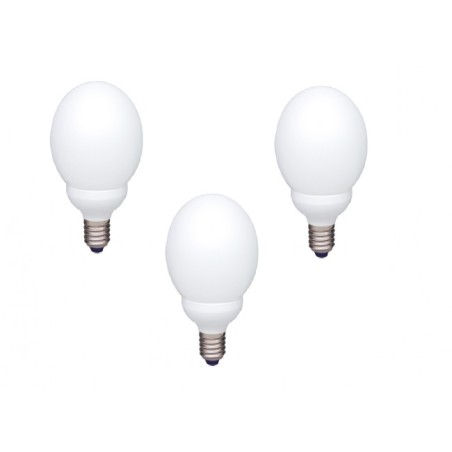 SET 3 becuri fluorescent Panasonic, soclu E27, putere 13W, forma sferic, lumina alb rece, alimentare 220 - 240 V, "EFG13E672V-3"