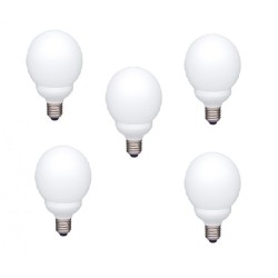 SET 5 becuri fluorescent Panasonic, soclu E27, putere 13W, forma sferic, lumina alb rece, alimentare 220 - 240 V, "EFG13E672V-5"