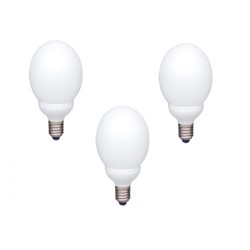 SET 3 becuri fluorescent Panasonic, soclu E27, putere 18W, forma oval, lumina alb rece, alimentare 220 - 240 V, "EFG18E65HD-3" (