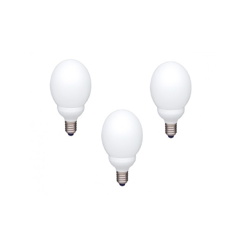 SET 3 becuri fluorescent Panasonic, soclu E27, putere 18W, forma oval, lumina alb rece, alimentare 220 - 240 V, "EFG18E65HD-3" (