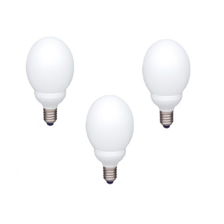 SET 3 becuri fluorescent Panasonic, soclu E27, putere 18W, forma oval, lumina alb rece, alimentare 220 - 240 V, "EFG18E65HD-3" (