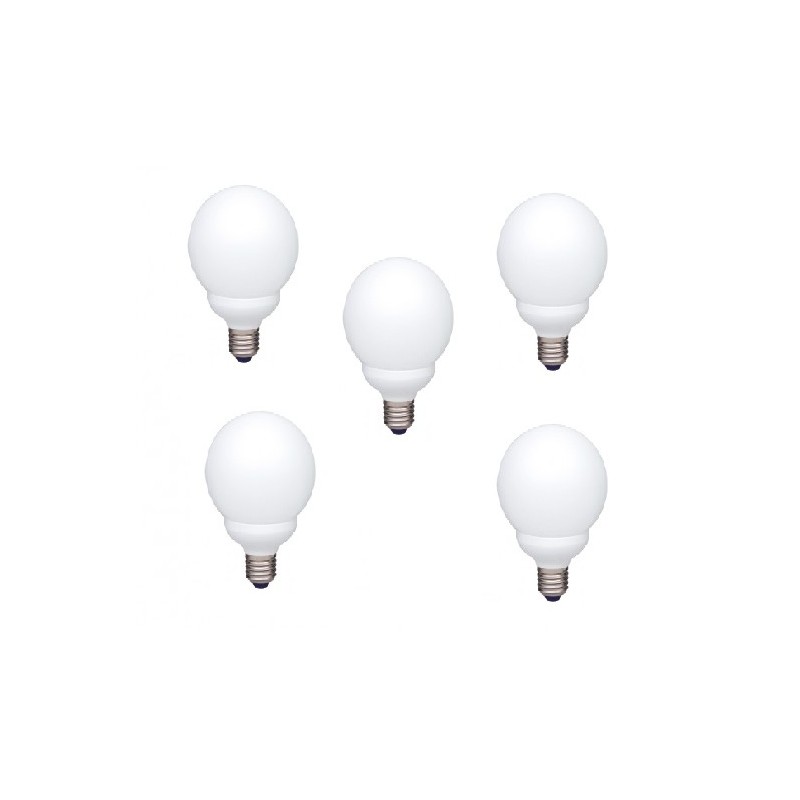 SET 5 becuri fluorescent Panasonic, soclu E27, putere 18W, forma oval, lumina alb rece, alimentare 220 - 240 V, "EFG18E65HD-5" (