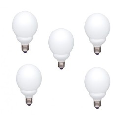 SET 5 becuri fluorescent Panasonic, soclu E27, putere 18W, forma oval, lumina alb rece, alimentare 220 - 240 V, "EFG18E65HD-5" (