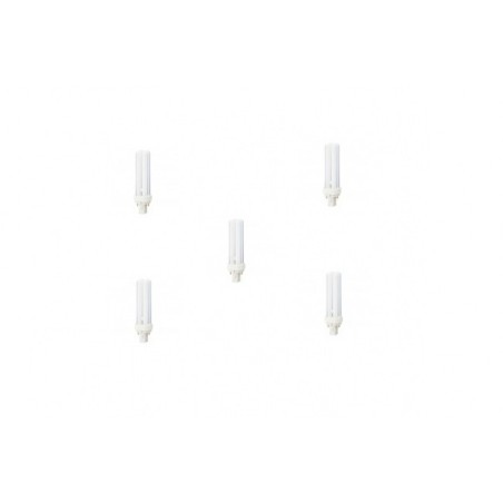 SET 5 becuri fluorescent Panasonic, soclu G24D-1, putere 13W, forma liniar, lumina alb rece, alimentare 220 - 240 V, "FDS13E40/2