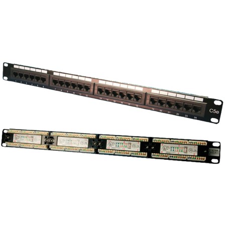 PATCH PANEL LOGILINK 24 porturi,  UTP, Cat5e, 1U pentru rack 19", black, "NP0027"