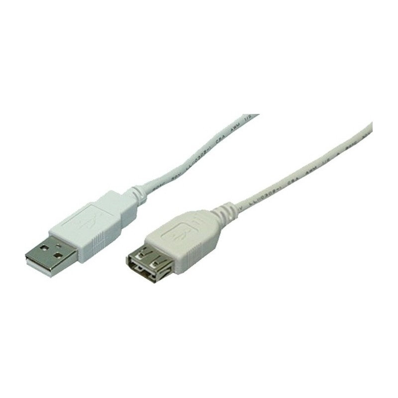 CABLU USB LOGILINK prelungitor, USB 2.0 (T) la USB 2.0 (M), 2m, gri, "CU0010" (timbru verde 0.18 lei)