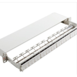 Patch Panel neechipat | Modular Sliding | Cat 5, 6, 6A, 7, 7A | Cupru | 24 | Snap-in | LANmark | Alb